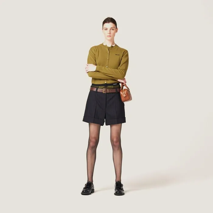 Women Pants And Shorts Miu Miu Pinstripe Bermuda Shorts Black Women Pants And Shorts Miu Miu Pinstripe Bermuda Shorts Black