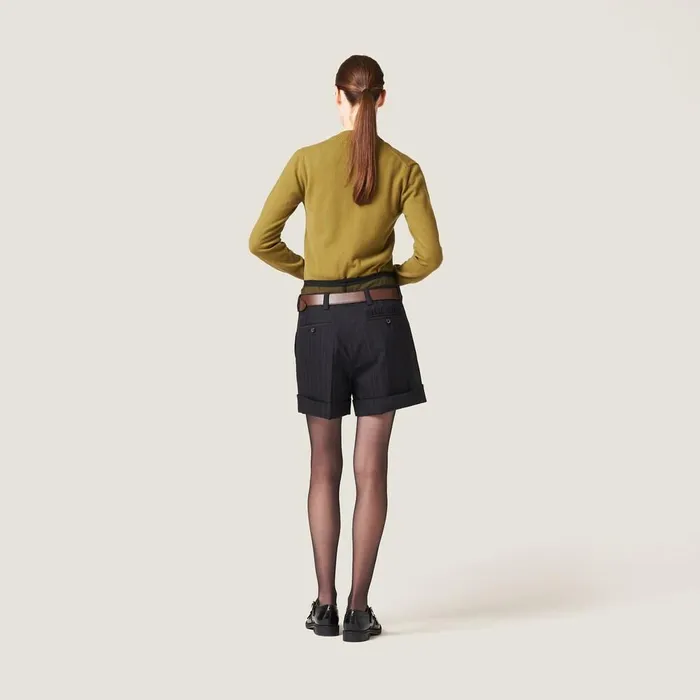 Women Pants And Shorts Miu Miu Pinstripe Bermuda Shorts Black Women Pants And Shorts Miu Miu Pinstripe Bermuda Shorts Black