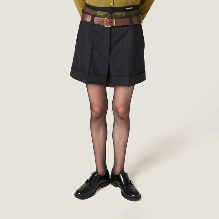 Women Pants And Shorts Miu Miu Pinstripe Bermuda Shorts Black Women Pants And Shorts Miu Miu Pinstripe Bermuda Shorts Black