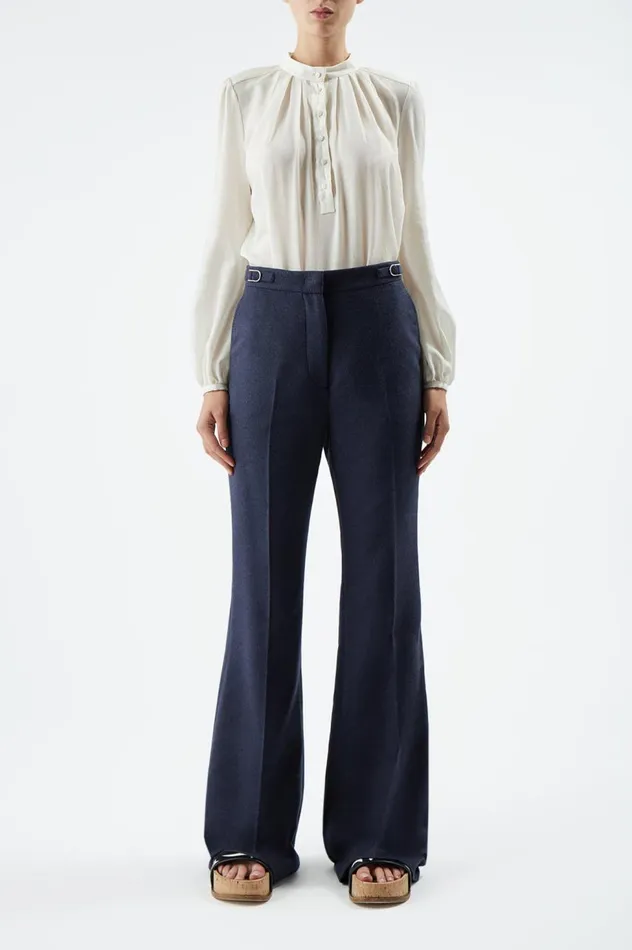Women Pants Gabriela Hearst Jones Pant In Midnight DoubleFace Winter Silk