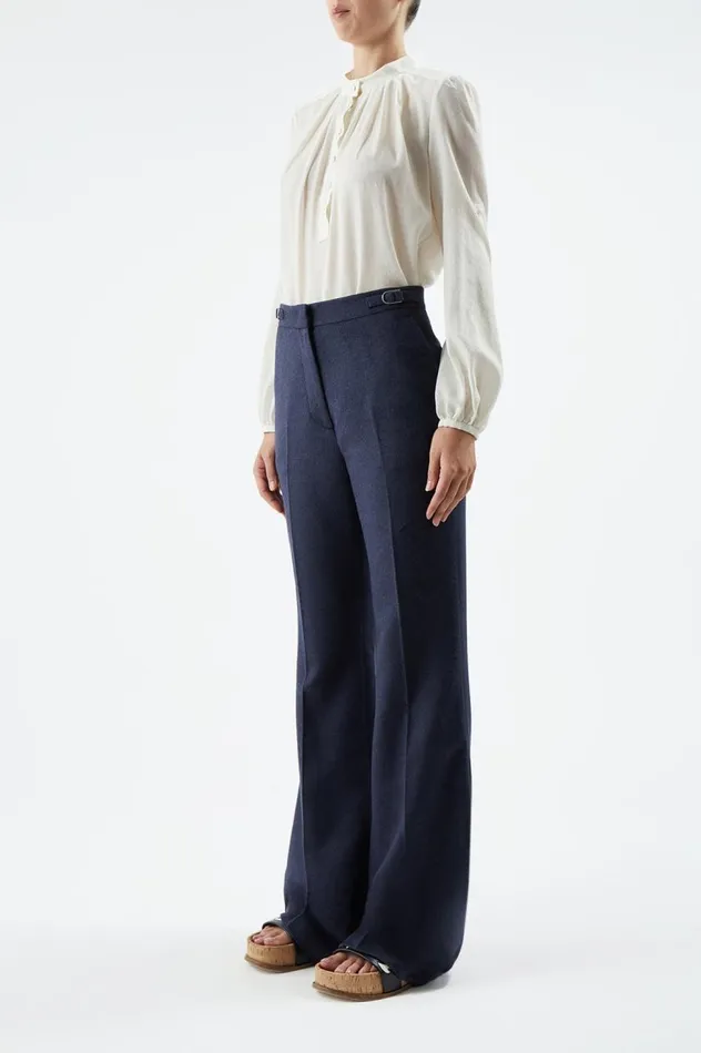 Women Pants Gabriela Hearst Jones Pant In Midnight DoubleFace Winter Silk