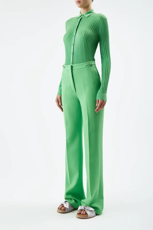 Women Pants Gabriela Hearst Vesta Pant In Fluorescent Green Virgin Wool Crepe