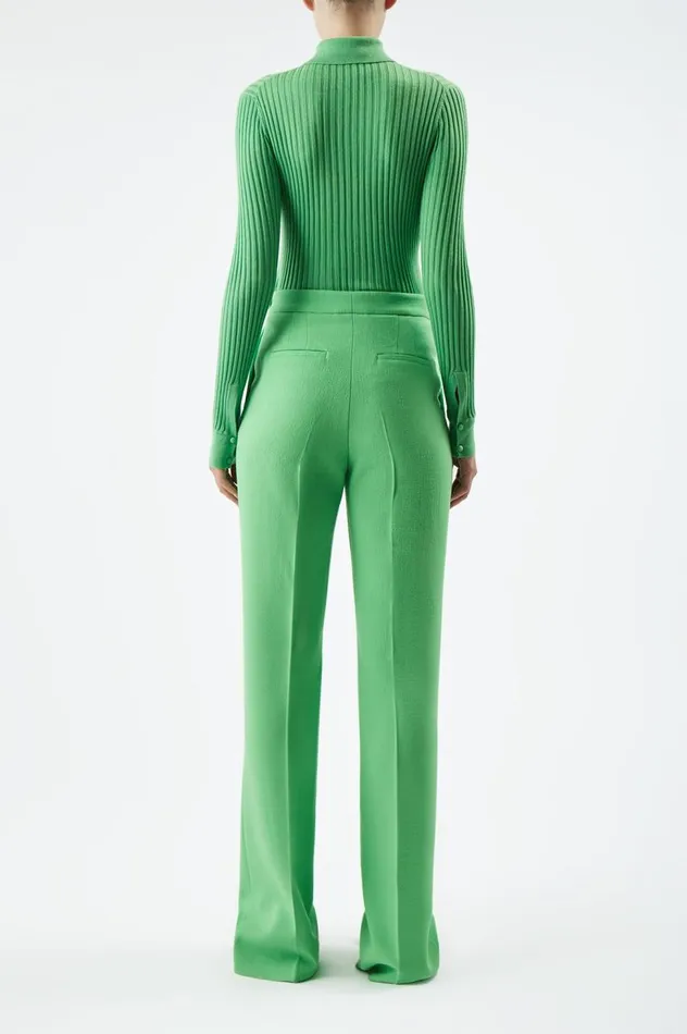Women Pants Gabriela Hearst Vesta Pant In Fluorescent Green Virgin Wool Crepe