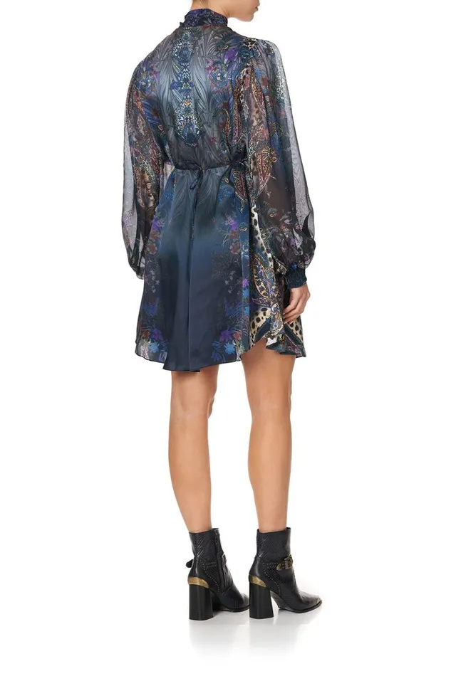 Women Party Dresses Camilla Blouson Dress With Neck Tie Festival Express