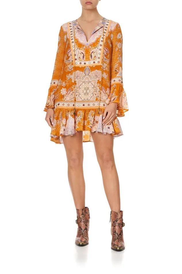 Women Party Dresses Camilla Frill Hem Long Sleeve Dress Marrakesh Maiden