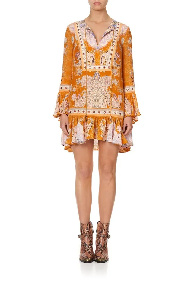 Women Party Dresses Camilla Frill Hem Long Sleeve Dress Marrakesh Maiden