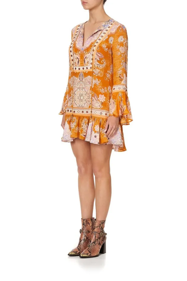 Women Party Dresses Camilla Frill Hem Long Sleeve Dress Marrakesh Maiden
