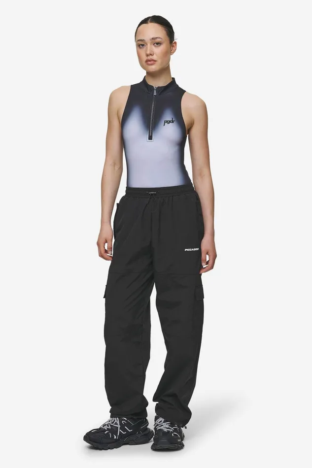 Women Pegador Bodysuits Ashira Sprayed Zip Bodysuit Black White Women Pegador Bodysuits Ashira Sprayed Zip Bodysuit Black White