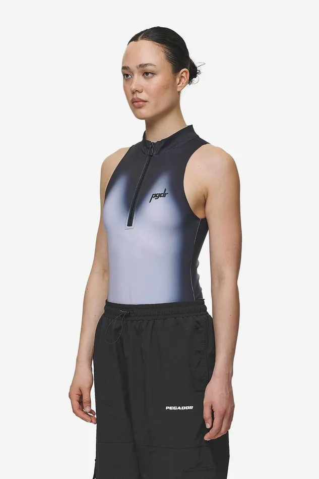 Women Pegador Bodysuits Ashira Sprayed Zip Bodysuit Black White Women Pegador Bodysuits Ashira Sprayed Zip Bodysuit Black White