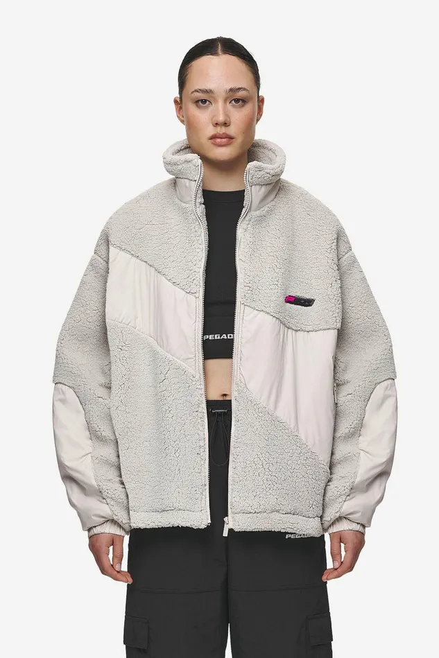 Women Pegador Jacken Casma Teddy Fabric Mix Jacket Moon Grey