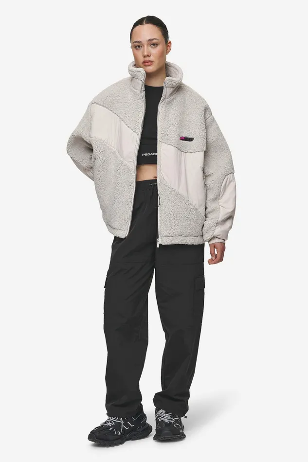 Women Pegador Jacken Casma Teddy Fabric Mix Jacket Moon Grey Women Pegador Jacken Casma Teddy Fabric Mix Jacket Moon Grey