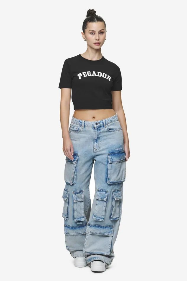 Women Pegador Jeans Celina High Waist Cargo Jeans Washed Pale Blue Women Pegador Jeans Celina High Waist Cargo Jeans Washed Pale Blue