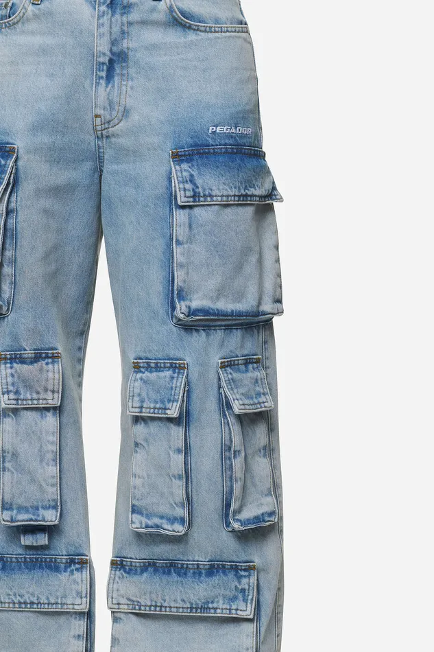 Women Pegador Jeans Celina High Waist Cargo Jeans Washed Pale Blue Women Pegador Jeans Celina High Waist Cargo Jeans Washed Pale Blue