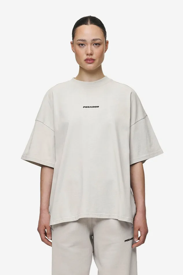 Women Pegador Tees Bracy Heavy Oversized Tee Washed Moon Grey Black Gum