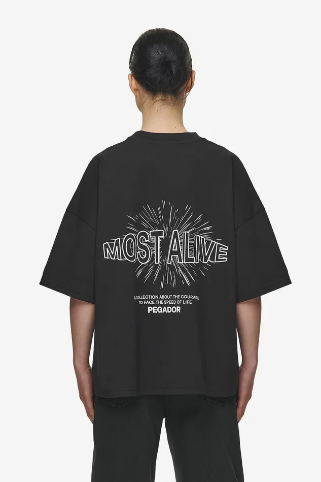 Women Pegador Tees Nisa Heavy Oversized Tee Washed Black