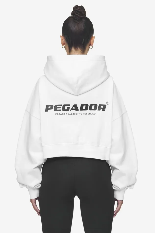 Women Pegador Zip Hoodies Lana Logo Cropped Sweat Jacket White Black