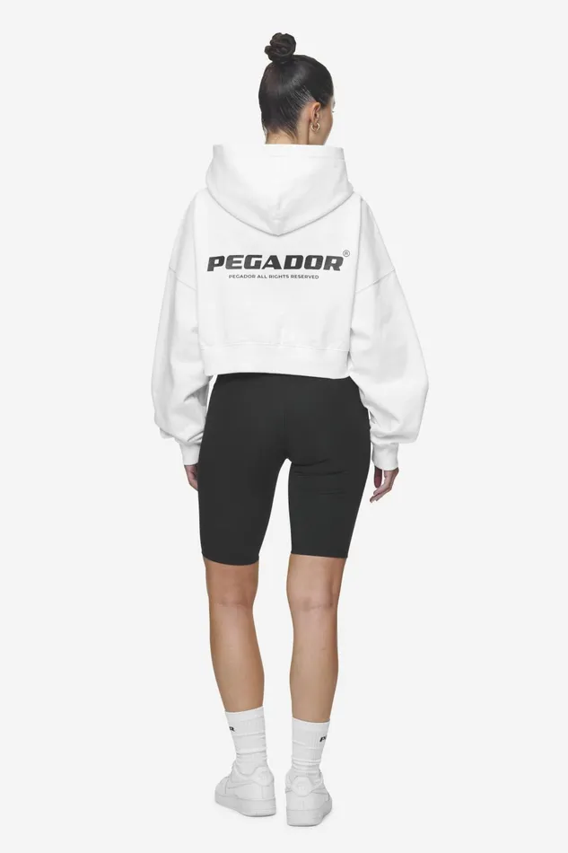 Women Pegador Zip Hoodies Lana Logo Cropped Sweat Jacket White Black Women Pegador Zip Hoodies Lana Logo Cropped Sweat Jacket White Black