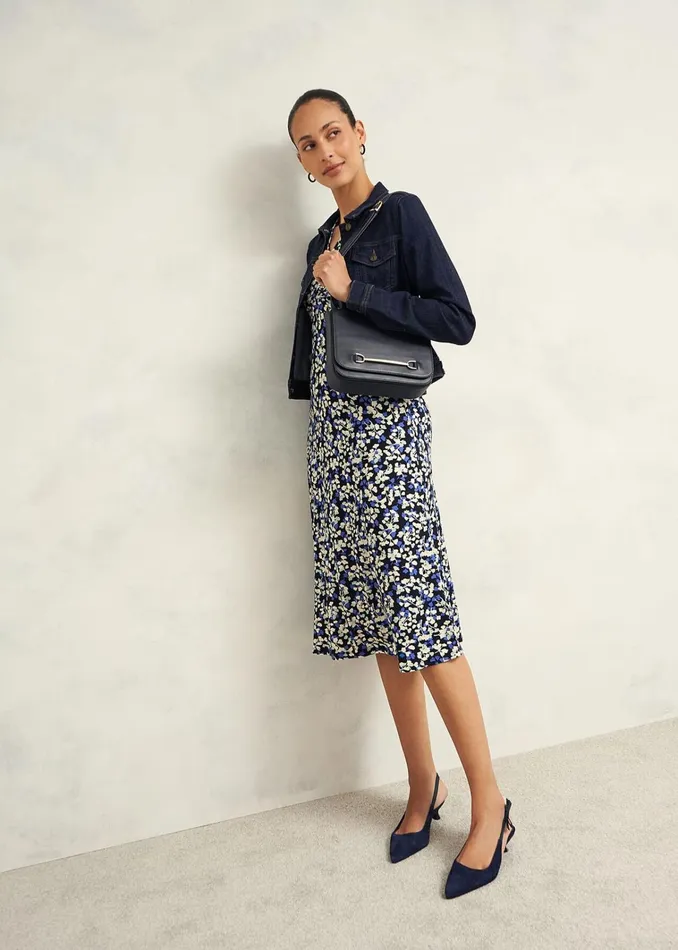 Women Petite Frankie Jersey Dress Navy Multi Hobbs Dresses and Jumpsuits