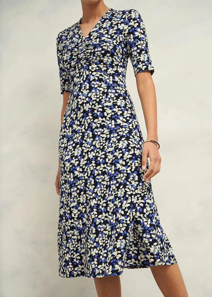Women Petite Frankie Jersey Dress Navy Multi Hobbs Dresses and Jumpsuits