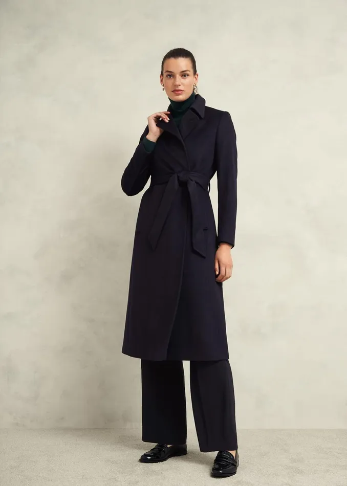 Women Petite Livia Wool Coat Navy Hobbs Coats and Jackets