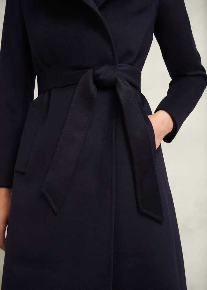 Women Petite Livia Wool Coat Navy Hobbs Coats and Jackets