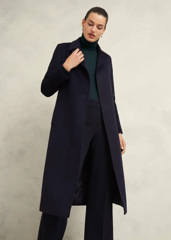 Women Petite Livia Wool Coat Navy Hobbs Coats and Jackets
