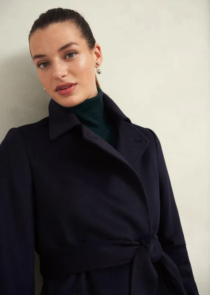 Women Petite Livia Wool Coat Navy Hobbs Coats and Jackets