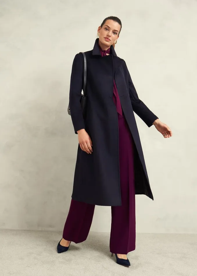 Women Petite Livia Wool Coat Navy Hobbs Coats and Jackets