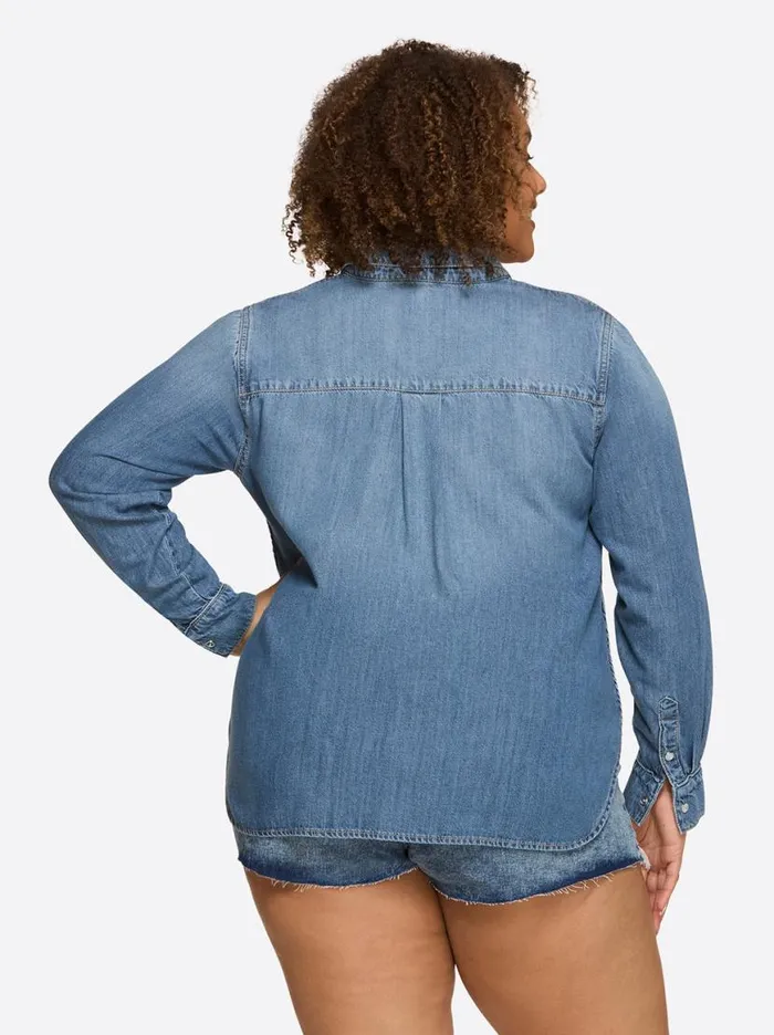Women Petunia Shirt In Premium Jessica Simpson Denim