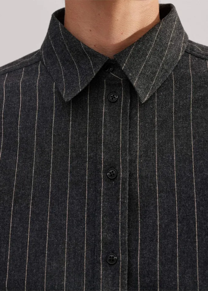 Women Pinstripe Forever Tailoring Shirt Camelcharcoal MEEM