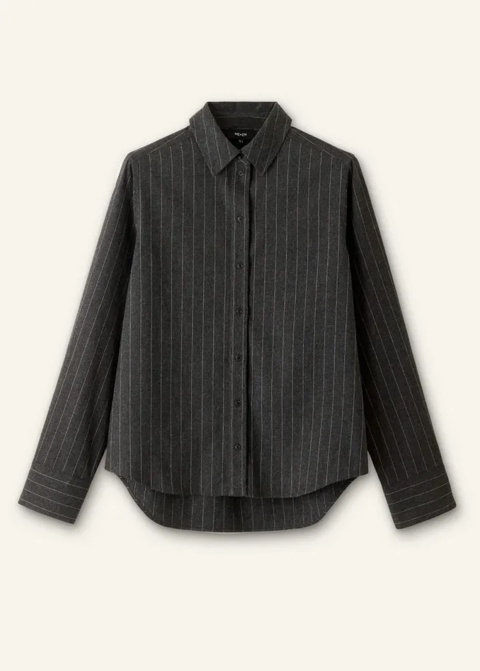 Women Pinstripe Forever Tailoring Shirt Camelcharcoal MEEM