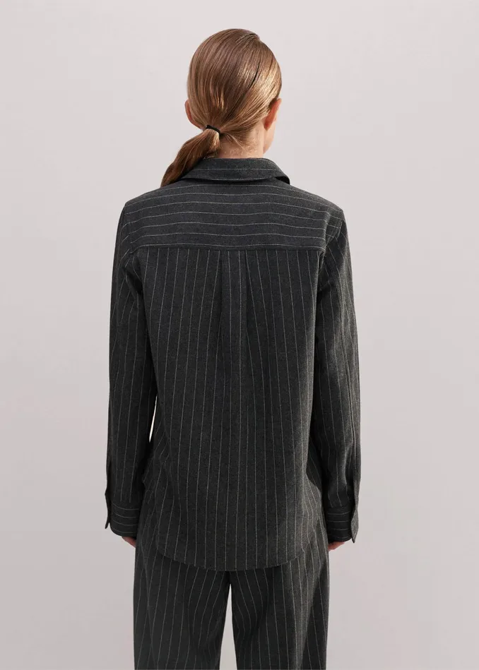 Women Pinstripe Forever Tailoring Shirt Camelcharcoal MEEM
