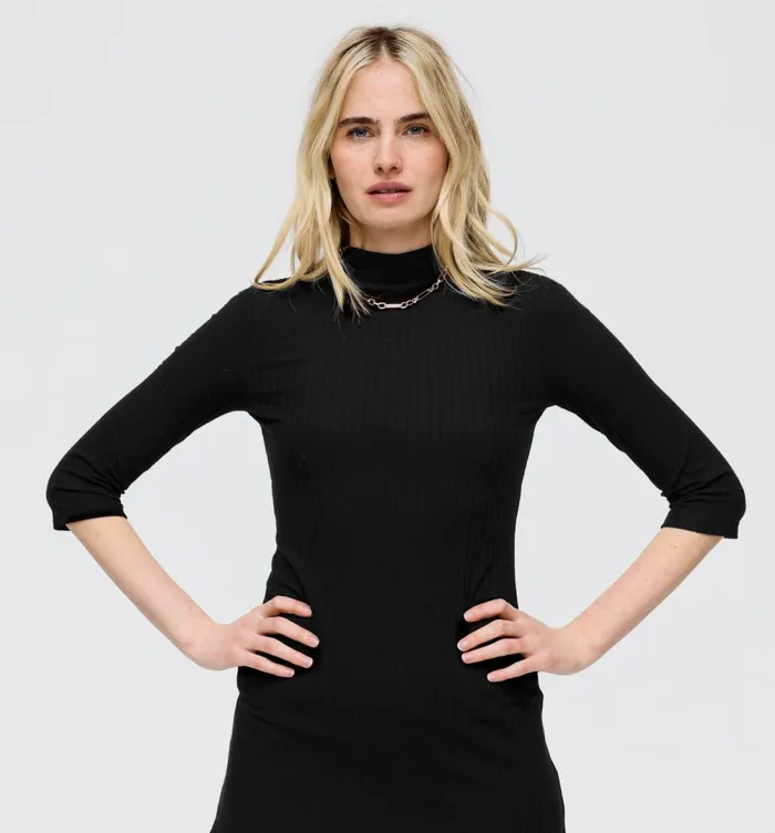 Women Plain Jersey Dress 8211 Black Promod Dresses