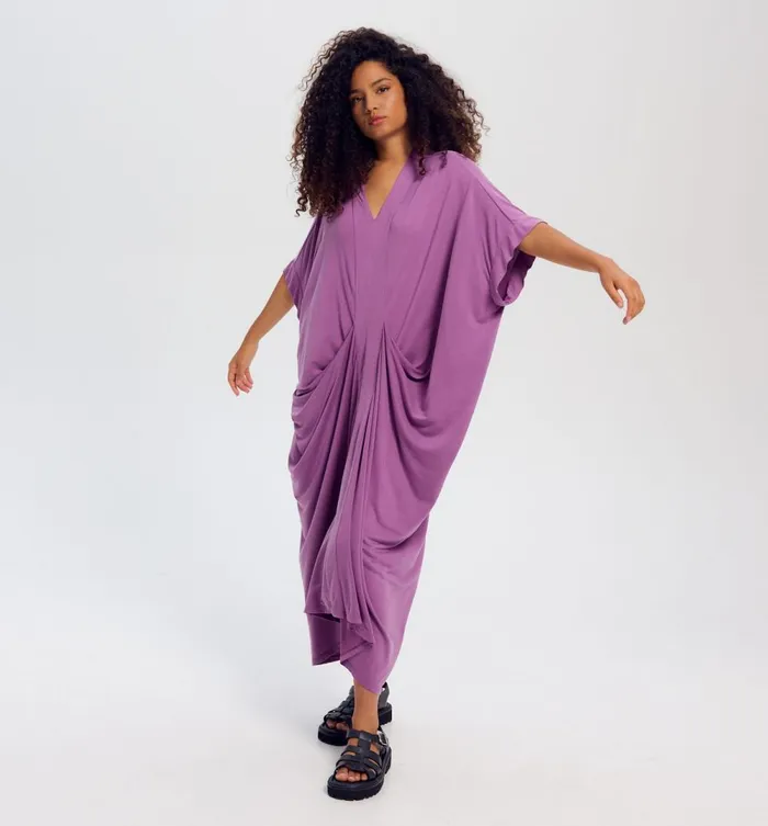 Women Plain Kaftan Dress 8211 Violet Promod Dresses