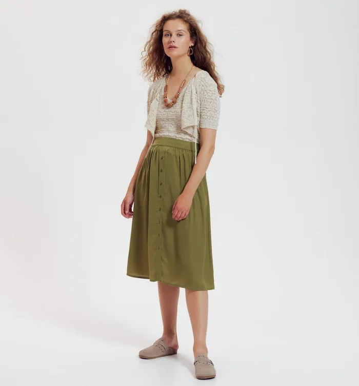 Women Plain Satin Midi Skirt 8211 Khaki Promod Skirts Women Plain Satin Midi Skirt 8211 Khaki Promod Skirts
