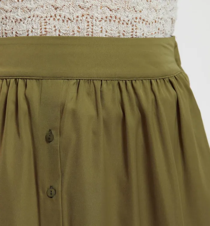 Women Plain Satin Midi Skirt 8211 Khaki Promod Skirts Women Plain Satin Midi Skirt 8211 Khaki Promod Skirts