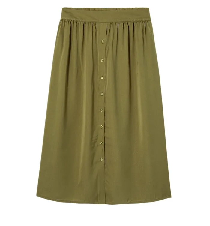 Women Plain Satin Midi Skirt 8211 Khaki Promod Skirts Women Plain Satin Midi Skirt 8211 Khaki Promod Skirts