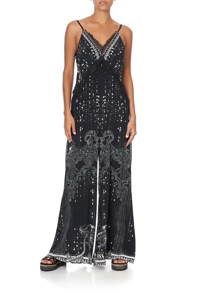 Women Playsuits and Jumpsuits Camilla Jumpsuit With Side Panels and Godet Midnight Pearl