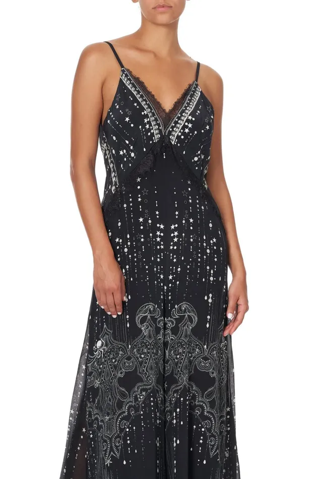 Women Playsuits and Jumpsuits Camilla Jumpsuit With Side Panels and Godet Midnight Pearl