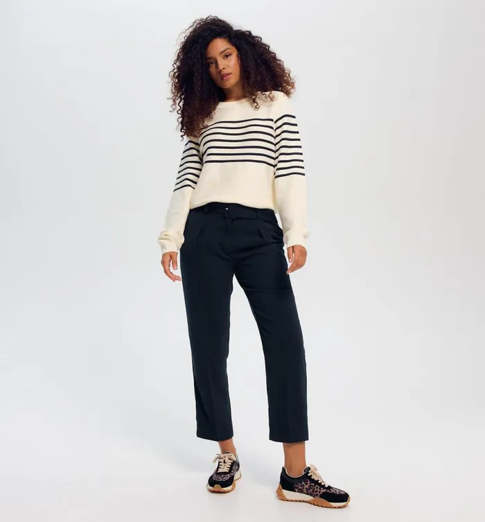 Women Pleat Trousers 8211 Navy Blue Promod Trousers