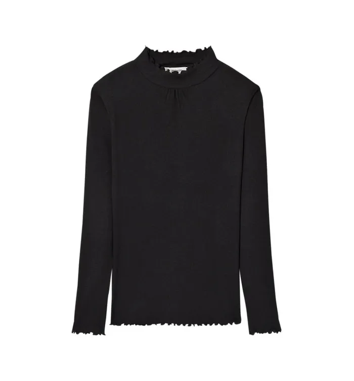 Women Raised Neckline Top 8211 Black Promod Tops Women Raised Neckline Top 8211 Black Promod Tops