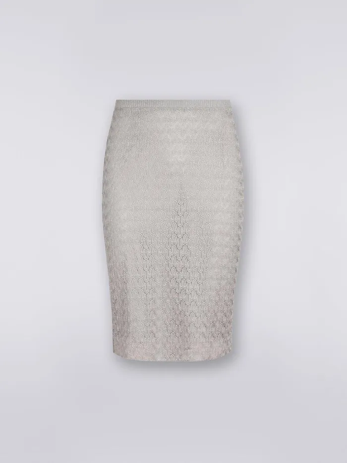 Women RaschelWorked Lace And Lam Skirt Silver and Grey Lam Missoni Skirts