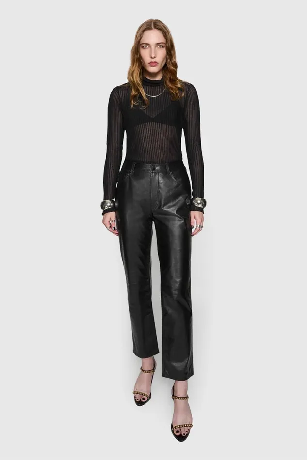Women Rebecca Minkoff Bottoms Kit Crop Stove Pant True Black
