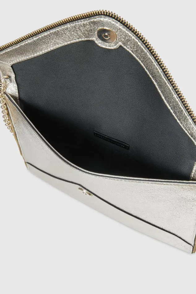 Women Rebecca Minkoff Clutches Leo Clutch With Chain Strap Champagne Women Rebecca Minkoff Clutches Leo Clutch With Chain Strap Champagne