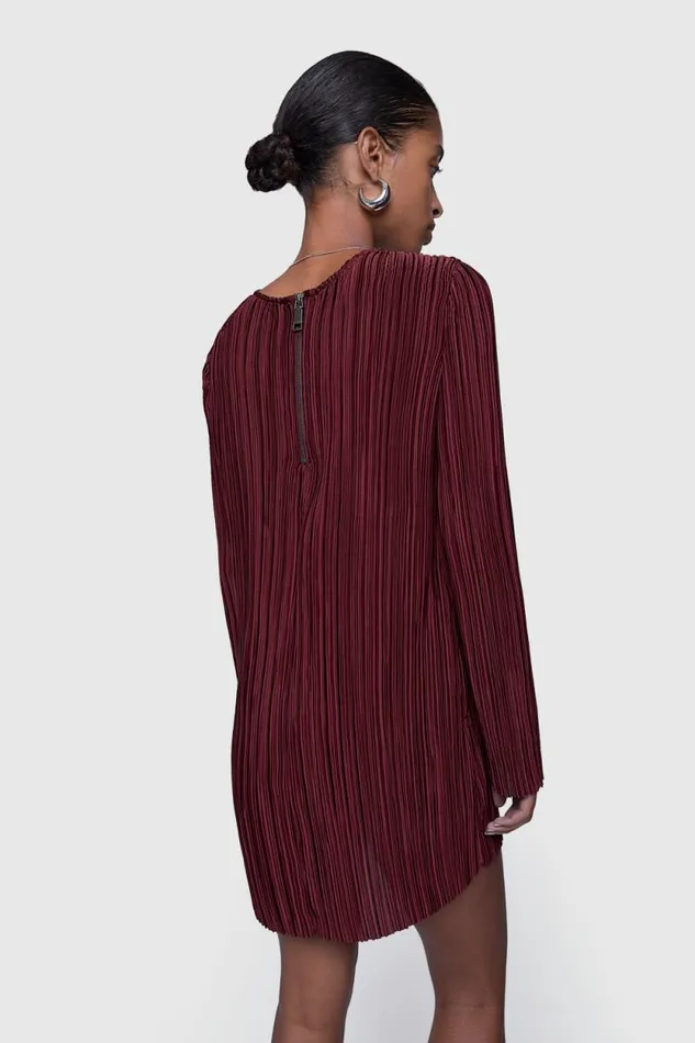 Women Rebecca Minkoff Dresses Iris Pleated Long Sleeve Mini Lacquer Women Rebecca Minkoff Dresses Iris Pleated Long Sleeve Mini Lacquer