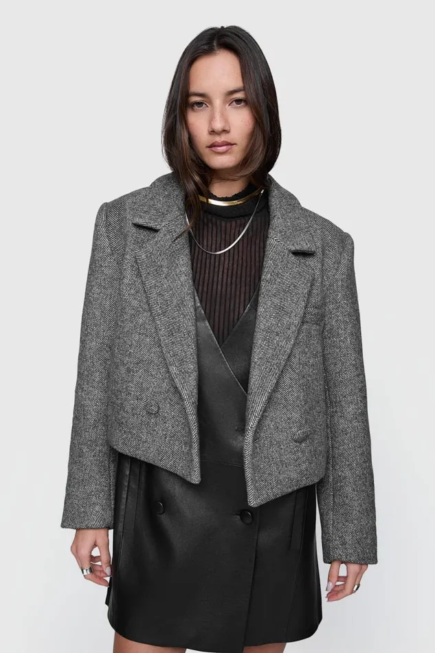 Women Rebecca Minkoff Outerwear Margo Crop Coat Herringbone