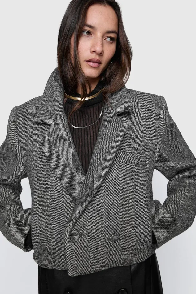 Women Rebecca Minkoff Outerwear Margo Crop Coat Herringbone Women Rebecca Minkoff Outerwear Margo Crop Coat Herringbone