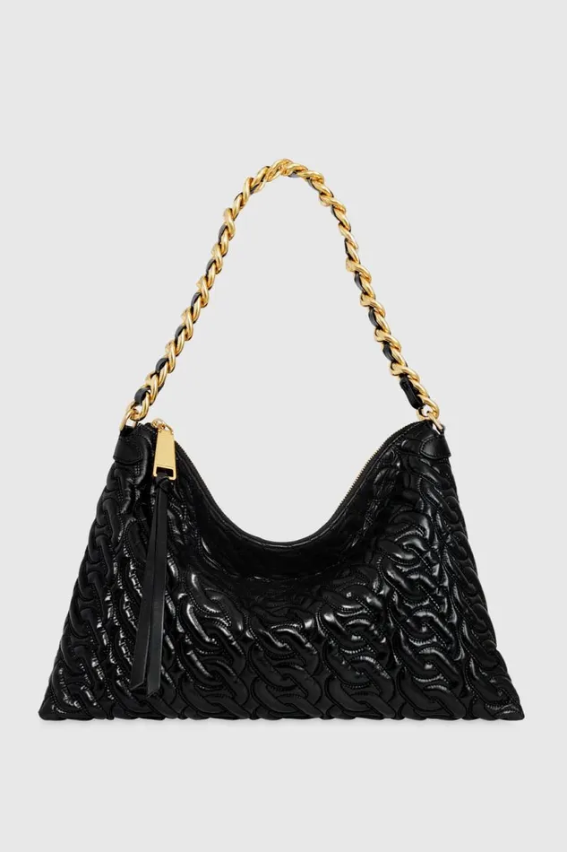 Women Rebecca Minkoff Shoulder Bags Chain Quilt Shoulder Bag Blackantique Brass
