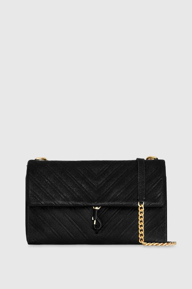 Women Rebecca Minkoff Shoulder Bags Edie Embossed Large Shoulder Black
