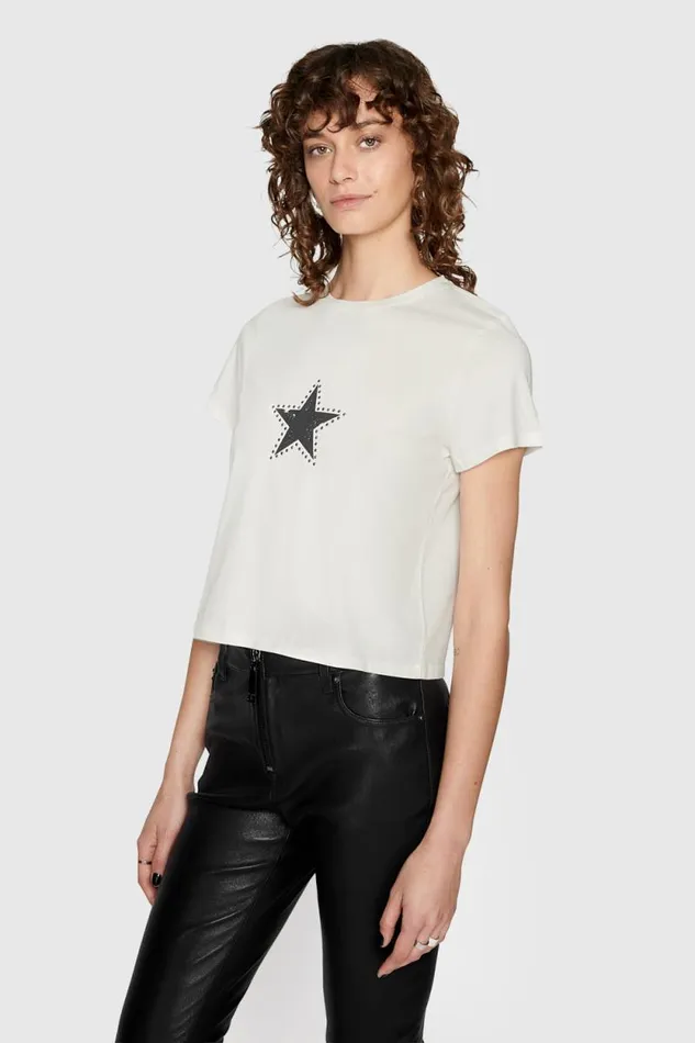 Women Rebecca Minkoff Tops Carlin Crop TShirt Coconut Women Rebecca Minkoff Tops Carlin Crop TShirt Coconut